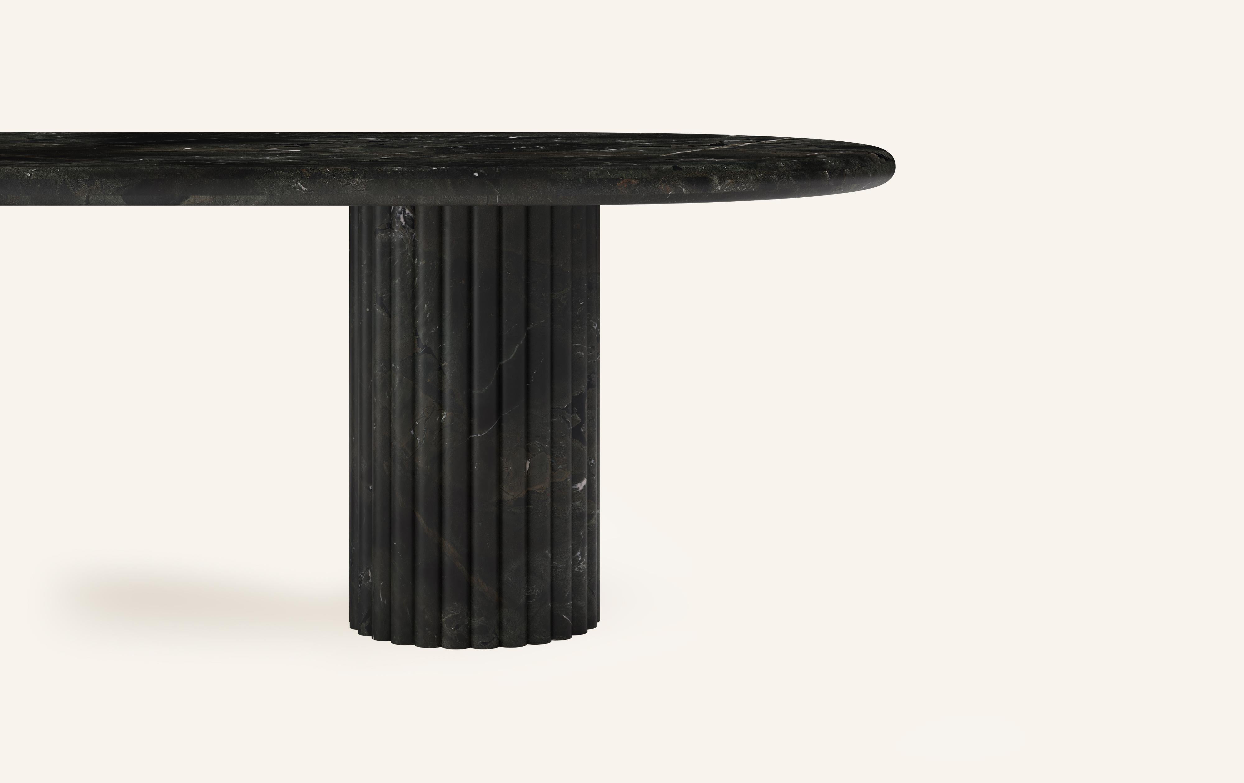 American FORM(LA) Fluta Oval Dining Table 108”L x 48”W x 30”H Negresco Quartzite For Sale