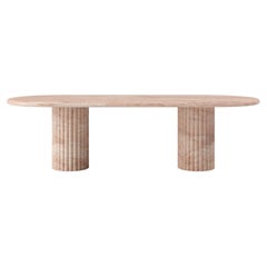 FORM(LA) Fluta Oval Dining Table 108”L x 48”W x 30”H Rosa Crema Marble