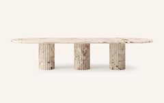 FORM(LA) Fluta Oval Dining Table 144”L x 48”W x 30”H Breccia Rosa Marble