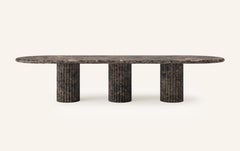 FORM(LA) Fluta Oval Dining Table 144”L x 48”W x 30”H Dark Emperador Marble