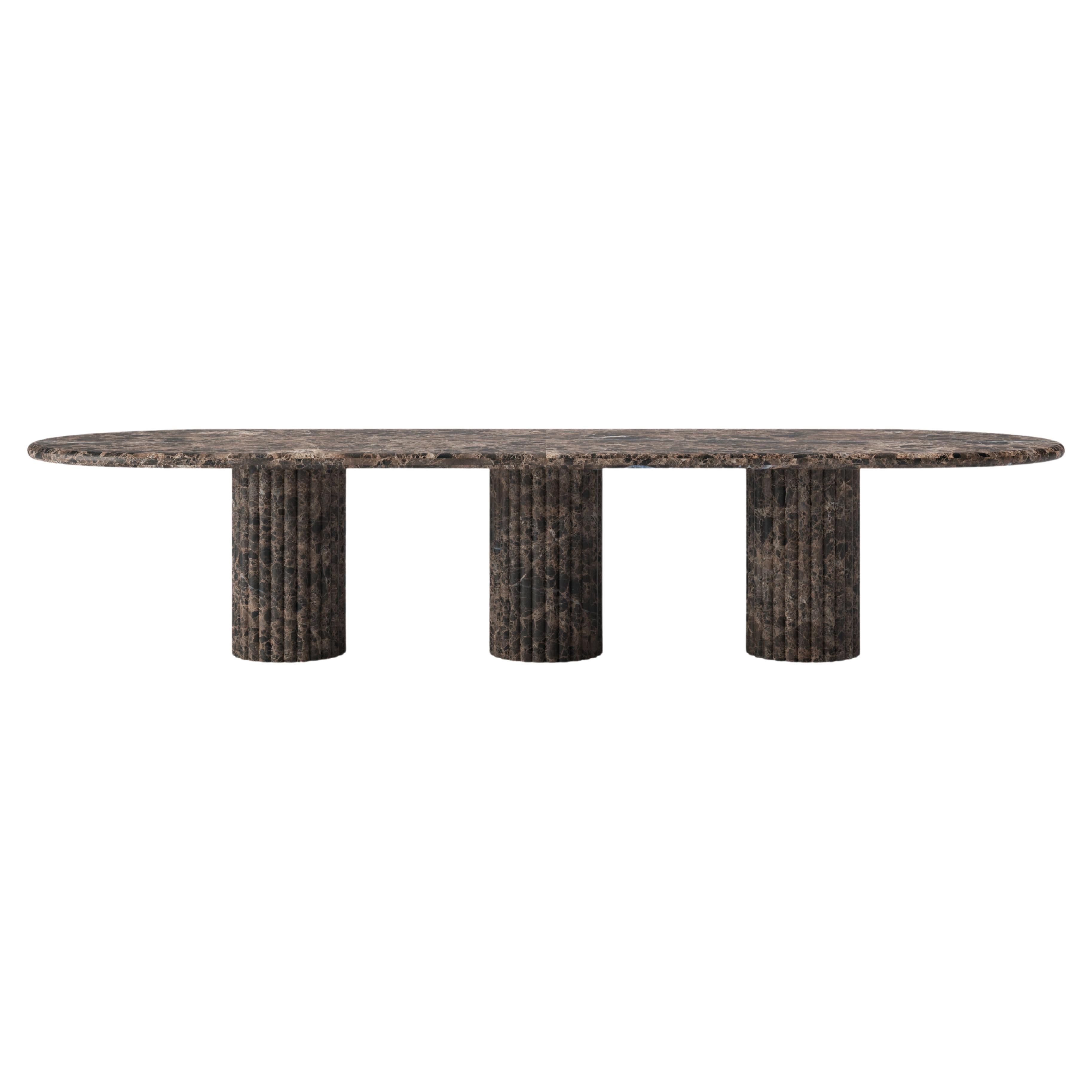 FORM (LA) Table de salle à manger ovale Fluta 144 L x 48 W x 30 H Marbre Emperador foncé
