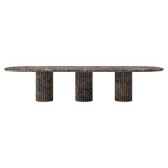 FORM(LA) Fluta Tavolo da pranzo ovale 144 "L x 48 "L x 30 "H Marmo Emperador Scuro