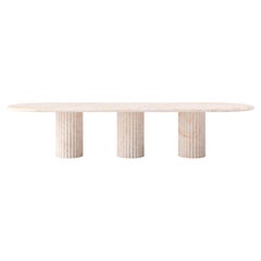 FORM (LA) table de salle à manger ovale Fluta 144 L x 48 W x 30 H marbre araignée doré