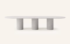 FORM(LA) Fluta Oval Dining Table 144”L x 48”W x 30”H Limestone Oceano