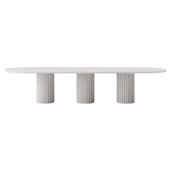 FORM (LA) Table de salle à manger ovale Fluta 144 L x 48 W x 30 H Pierre calcaire Oceano