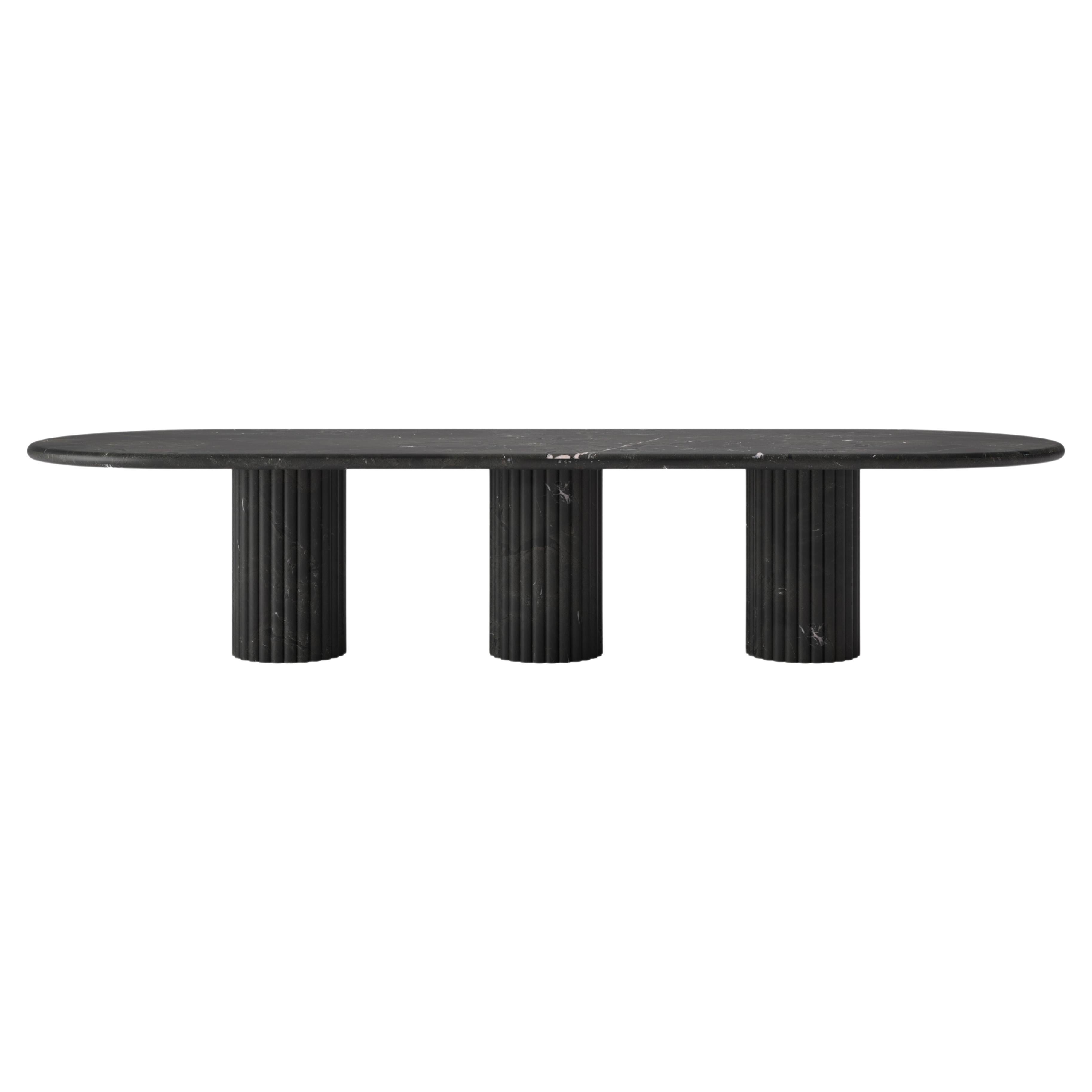 FORM(LA) Fluta Oval Dining Table 144”L x 48”W x 30”H Negresco Quartzite