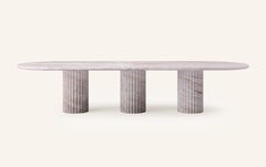 FORM(LA) Fluta Oval Dining Table 144”L x 48”W x 30”H Taj Mahal Quartzite