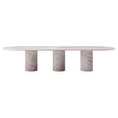 FORM(LA) Fluta Oval Dining Table 144”L x 48”W x 30”H Taj Mahal Quartzite