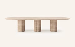 FORM(LA) Fluta Oval Dining Table 144”L x 48”W x 30”H Travertino Crema VC