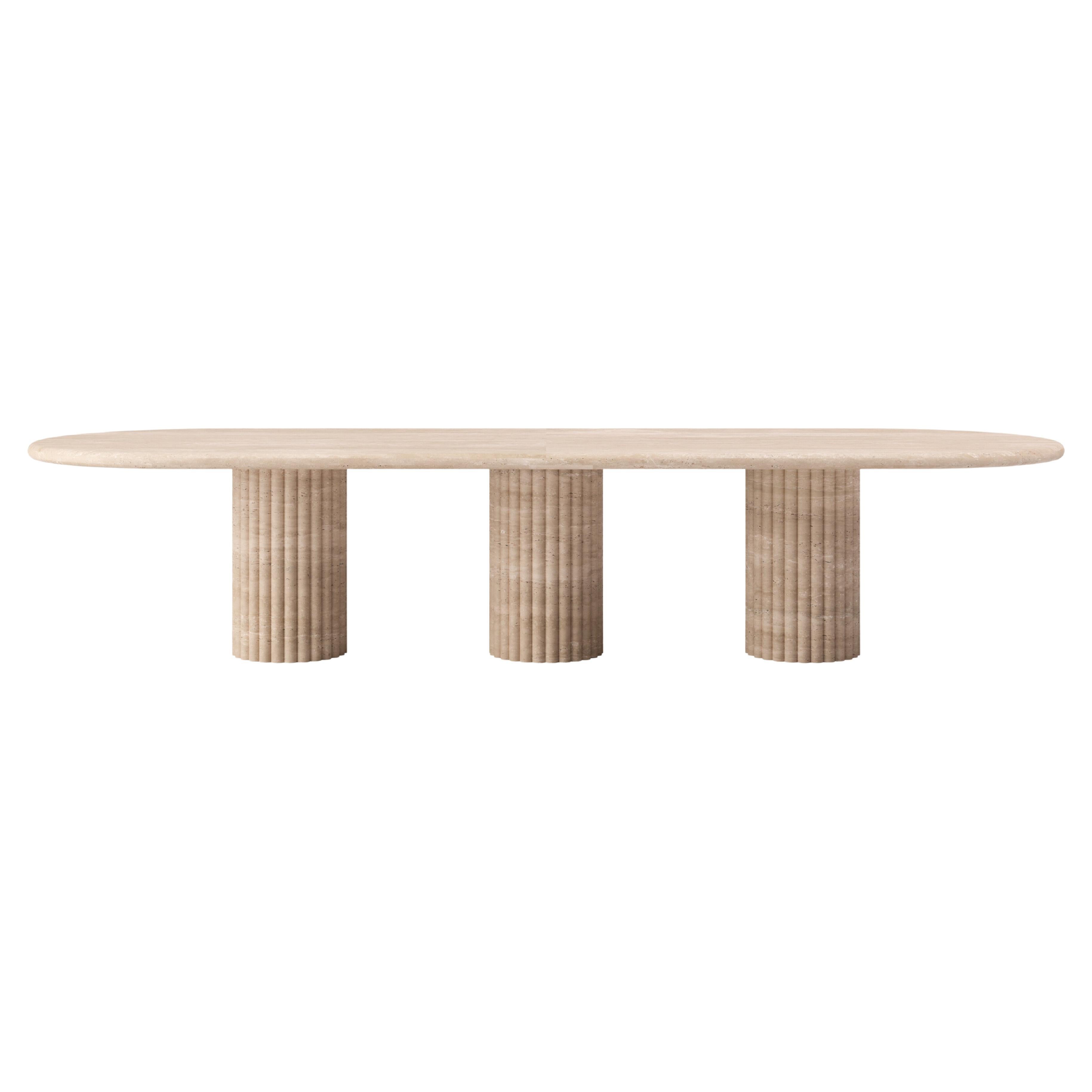 FORM (LA) Table de salle à manger ovale Fluta 144 L x 48 W x 30 H Travertino Crema VC
