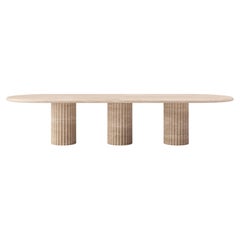 FORM(LA) Fluta Oval Dining Table 144”L x 48”W x 30”H Travertino Crema VC
