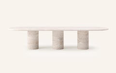 FORM(LA) Fluta Oval Dining Table 144”L x 48”W x 30”H Travertino Navona VC