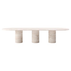FORM(LA) Fluta Oval Dining Table 144”L x 48”W x 30”H Travertino Navona VC