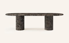 FORM(LA) Fluta Oval Dining Table 84”L x 42”W x 30”H Dark Emperador Marble