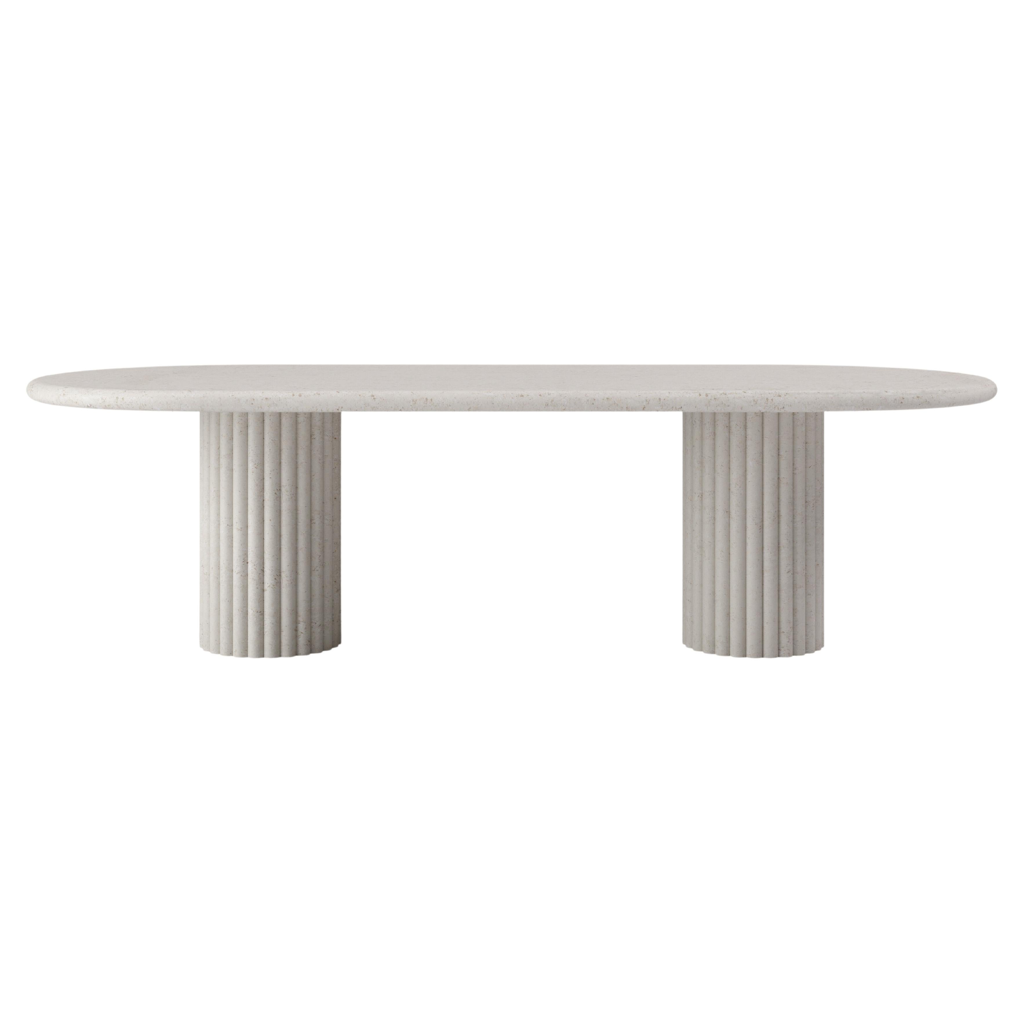 FORM(LA) Fluta Oval Dining Table 84”L x 42”W x 30”H Limestone Oceano