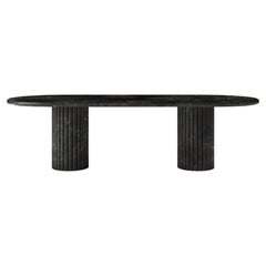 Forme de table de salle à manger ovale Fluta 84L x 42W x 30H Negresco Quartzite