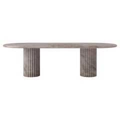 FORM(LA) Fluta Oval Dining Table 84”L x 42”W x 30”H Taj Mahal Quartzite