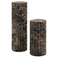 FORM(LA) Fluta Pedestal 12”L x 12”W x 24”H Dark Emperador Marble