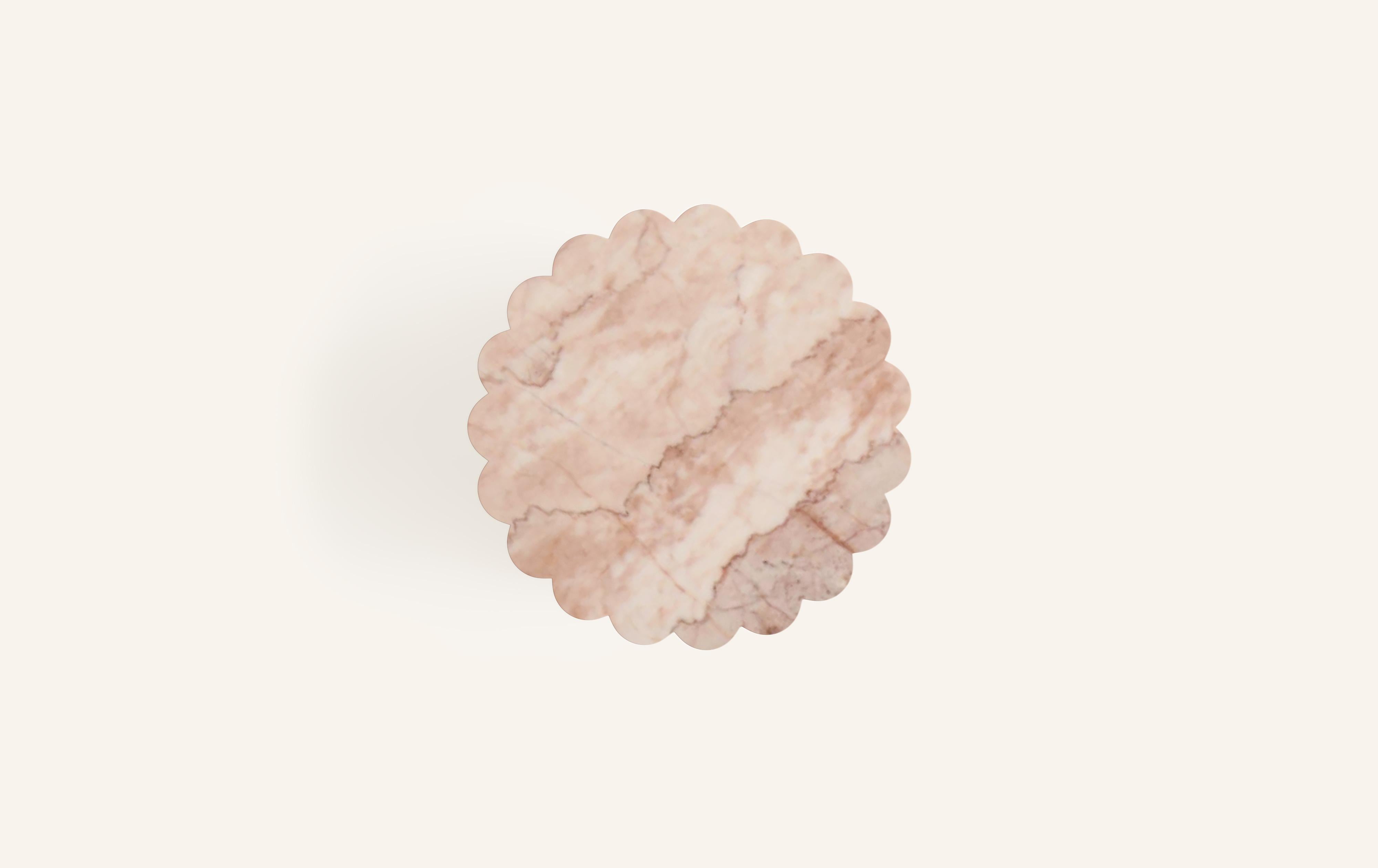 American FORM(LA) Fluta Pedestal 12”L x 12”W x 24”H Rosa Crema Marble For Sale