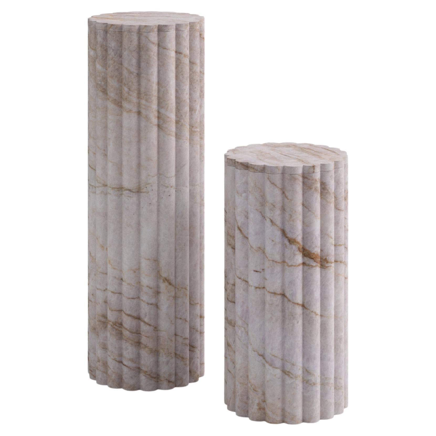 FORM(LA) Fluta Pedestal 12”L x 12”W x 24”H Taj Mahal Quartzite