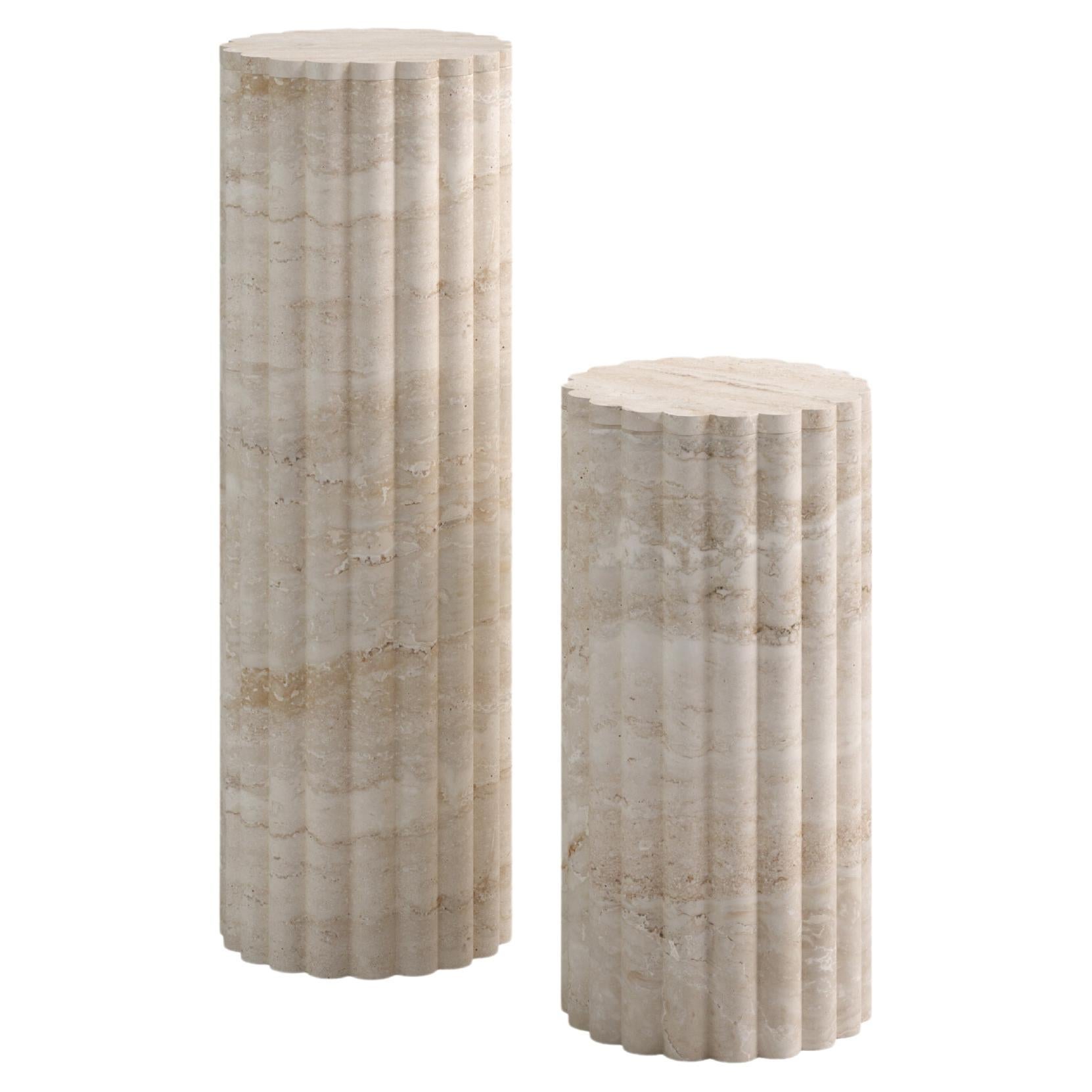 FORM(LA) Fluta Pedestal 12”L x 12”W x 24”H Travertino Navona VC