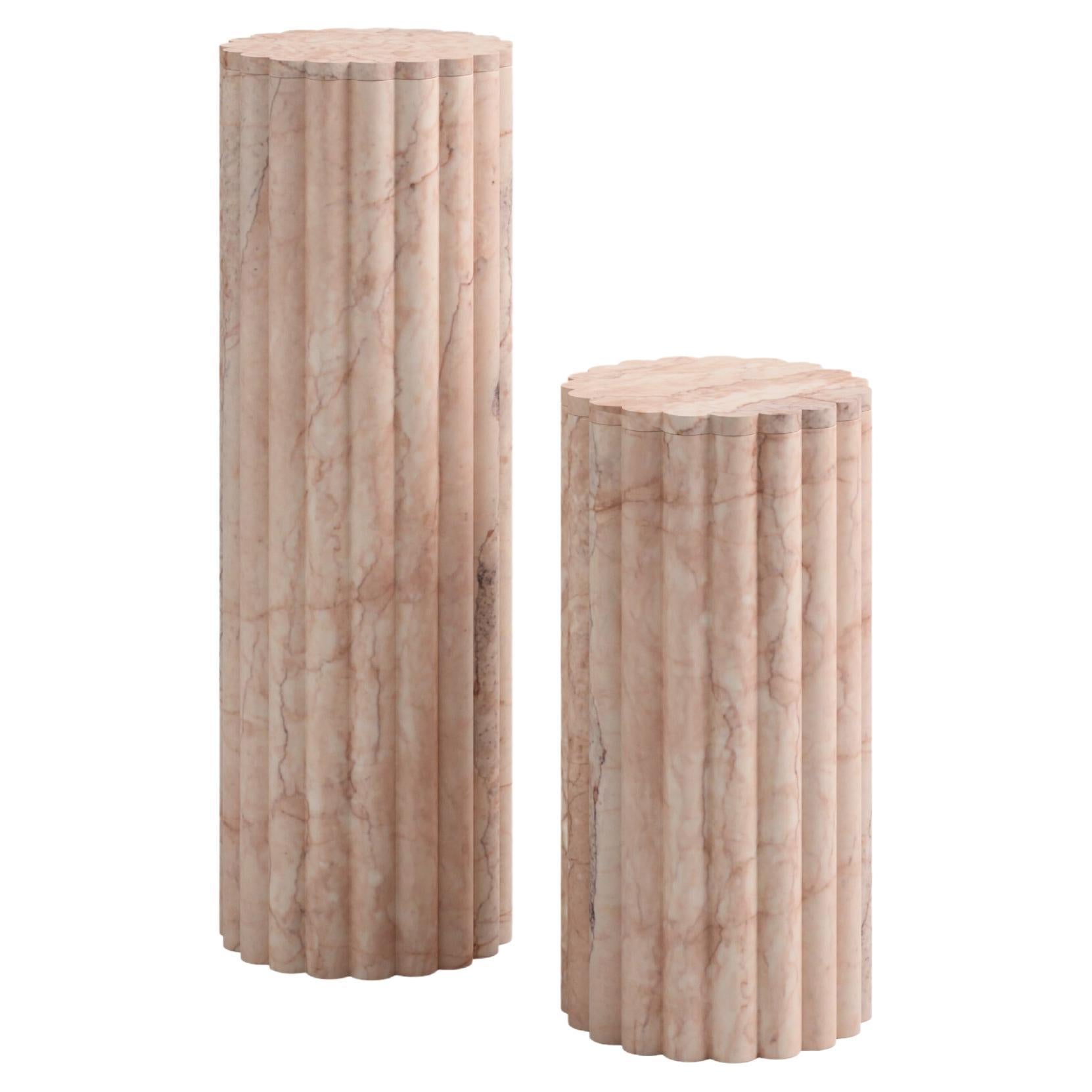 FORM(LA) Fluta Pedestal 12”L x 12”W x 36”H Rosa Crema Marble
