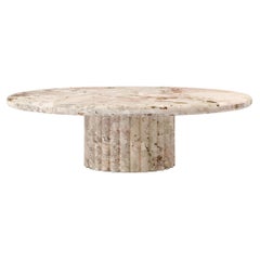 FORM(LA) Fluta Round Coffee Table 42”L x 42”W x 14”H Breccia Rosa Marble