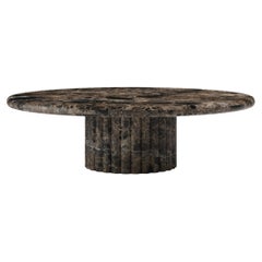 FORM(LA) Fluta Round Coffee Table 42”L x 42”W x 14”H Dark Emperador Marble