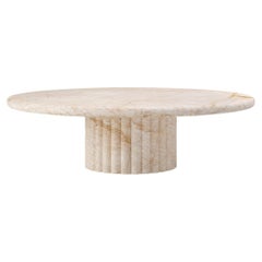 FORM(LA) Fluta Round Coffee Table 42”L x 42”W x 14”H Golden Spider Marble
