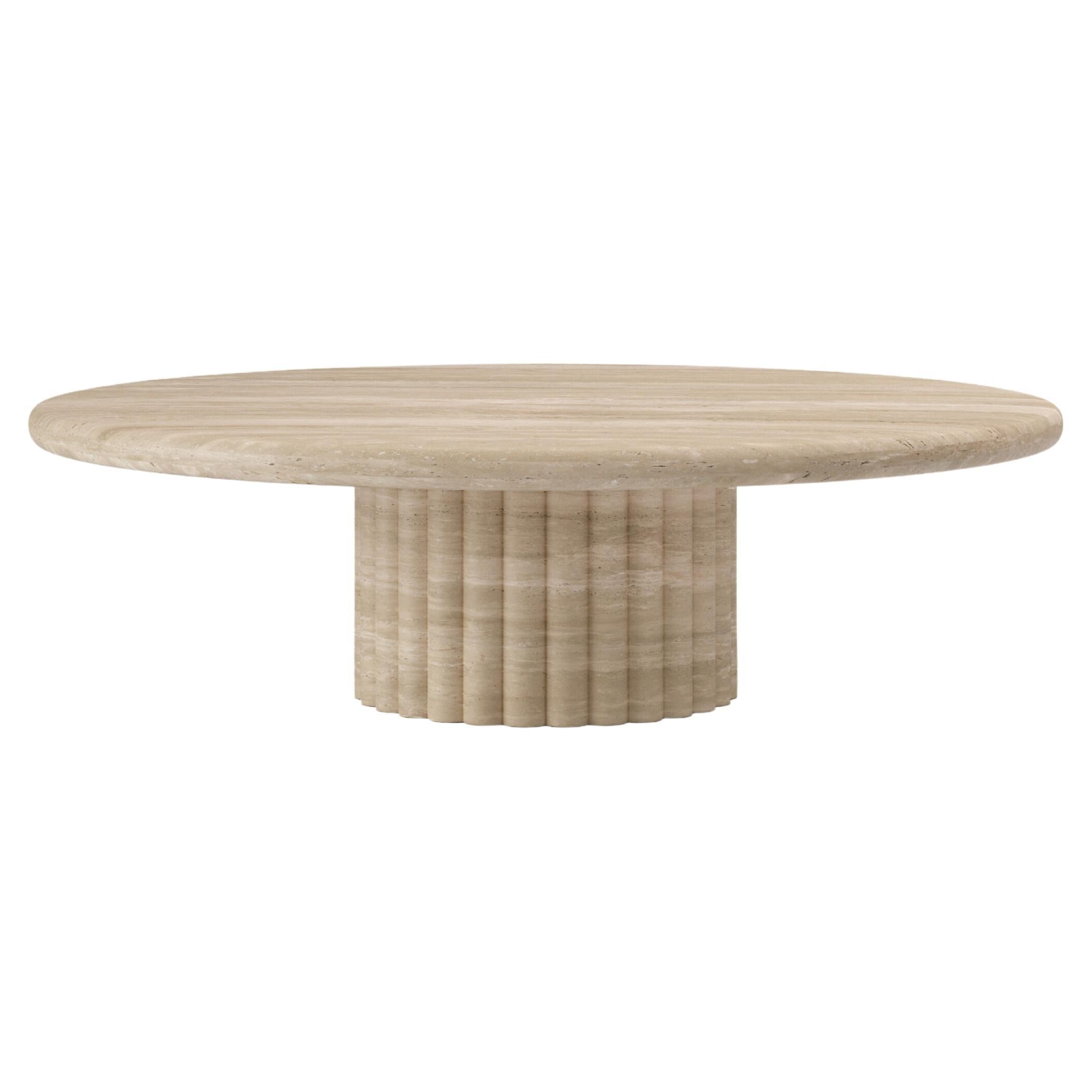 FORM(LA) Fluta Round Coffee Table 42”L x 42”W x 14”H Travertino Crema VC