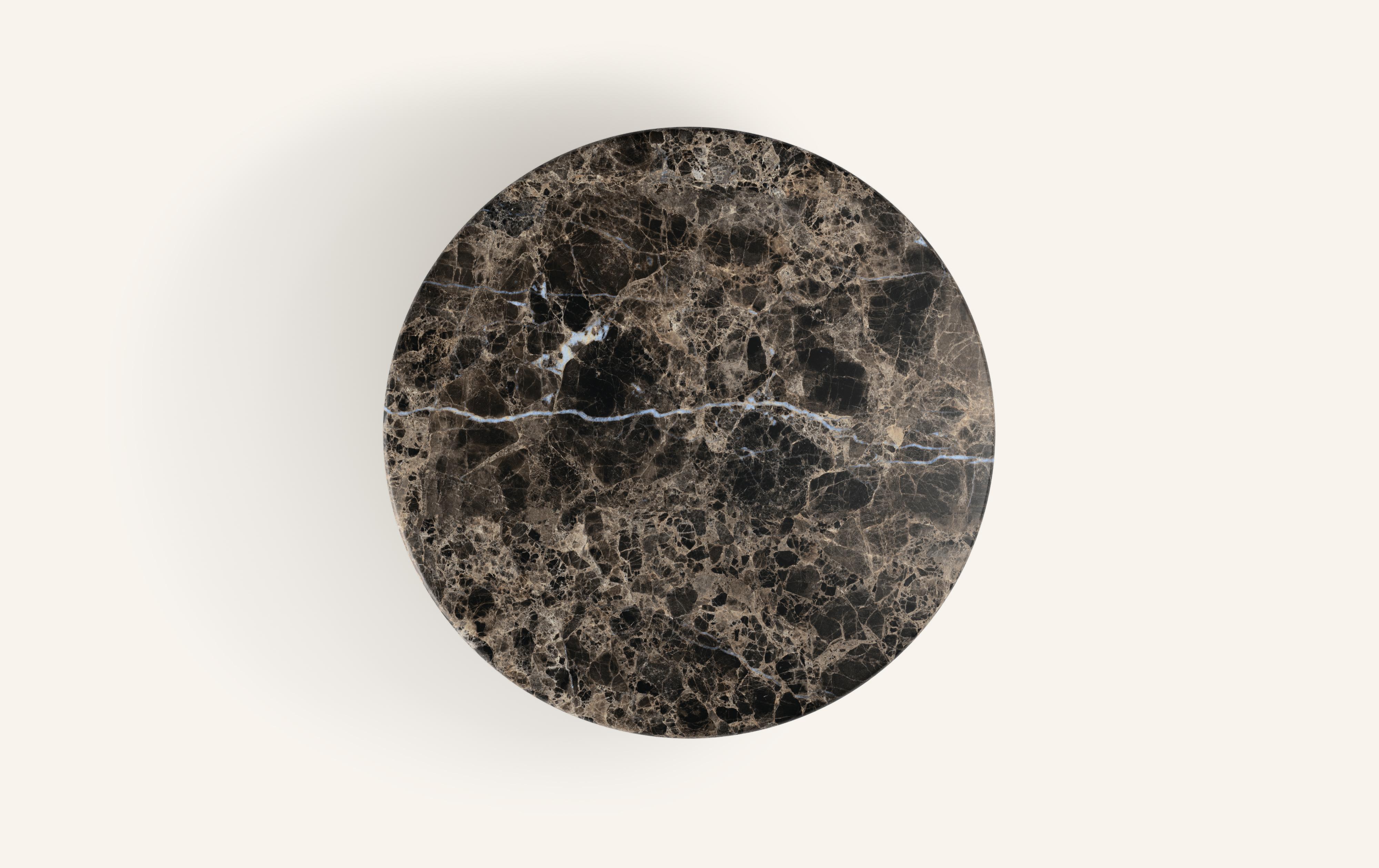 American FORM(LA) Fluta Round Coffee Table 48”L x 48”W x 14”H Dark Emperador Marble For Sale