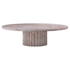 FORM(LA) Fluta Round Coffee Table 48”L x 48”W x 14”H Taj Mahal Quartzite
