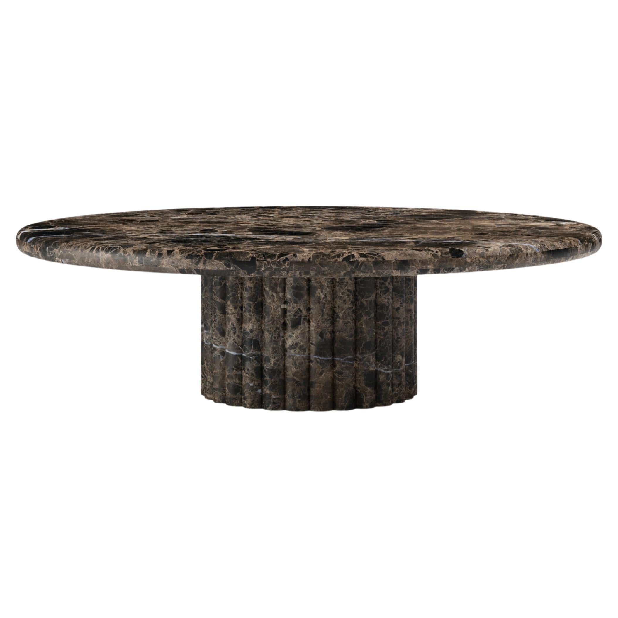 FORM(LA) Fluta Tavolino Rotondo 54 "L x 54 "L x 14 "H Marmo Emperador Scuro