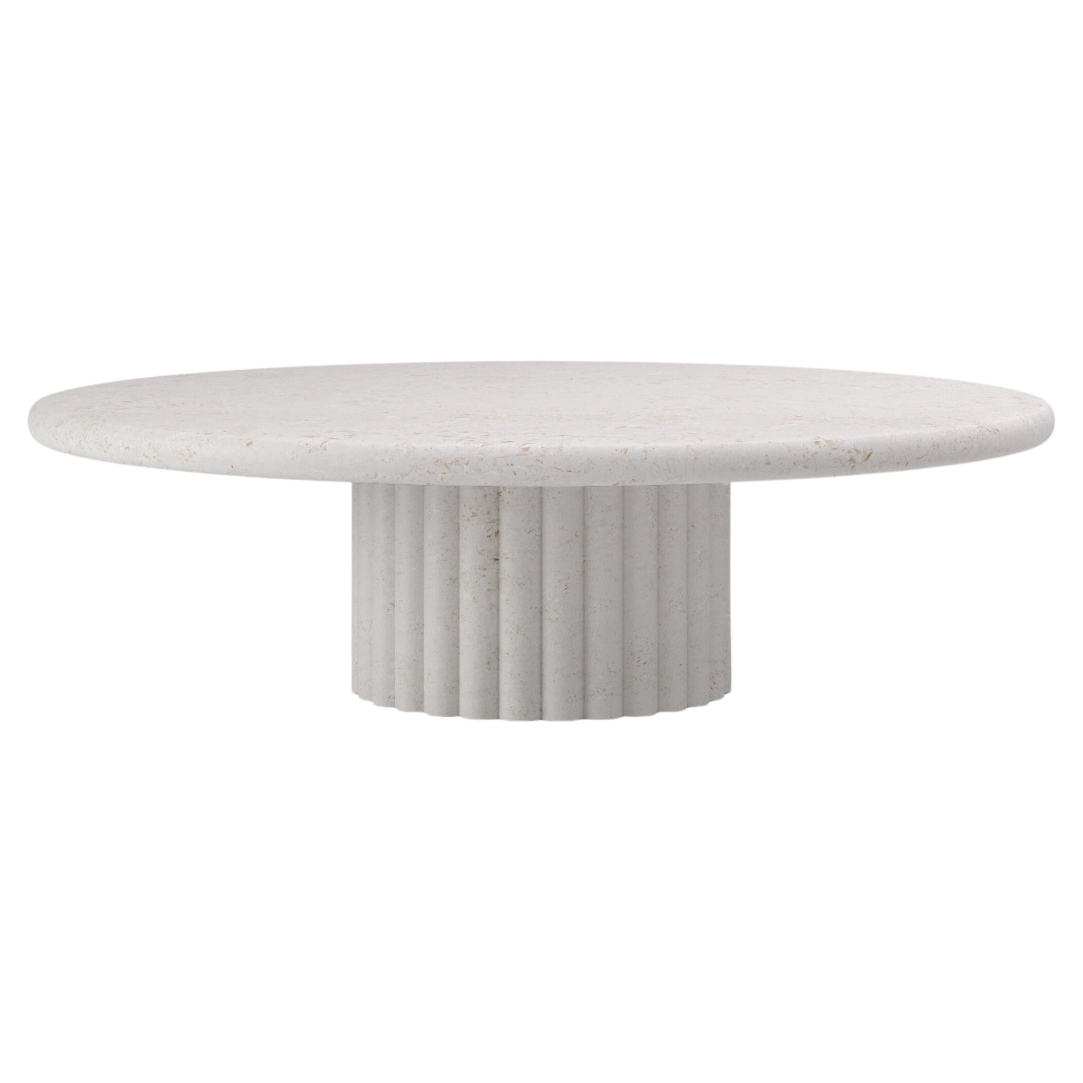 FORM(LA) Fluta Round Coffee Table 54”L x 54”W x 14”H Limestone Oceano