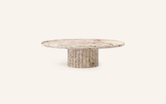 FORM(LA) Fluta Round Coffee Table 60”L x 60”W x 14”H Breccia Rosa Marble
