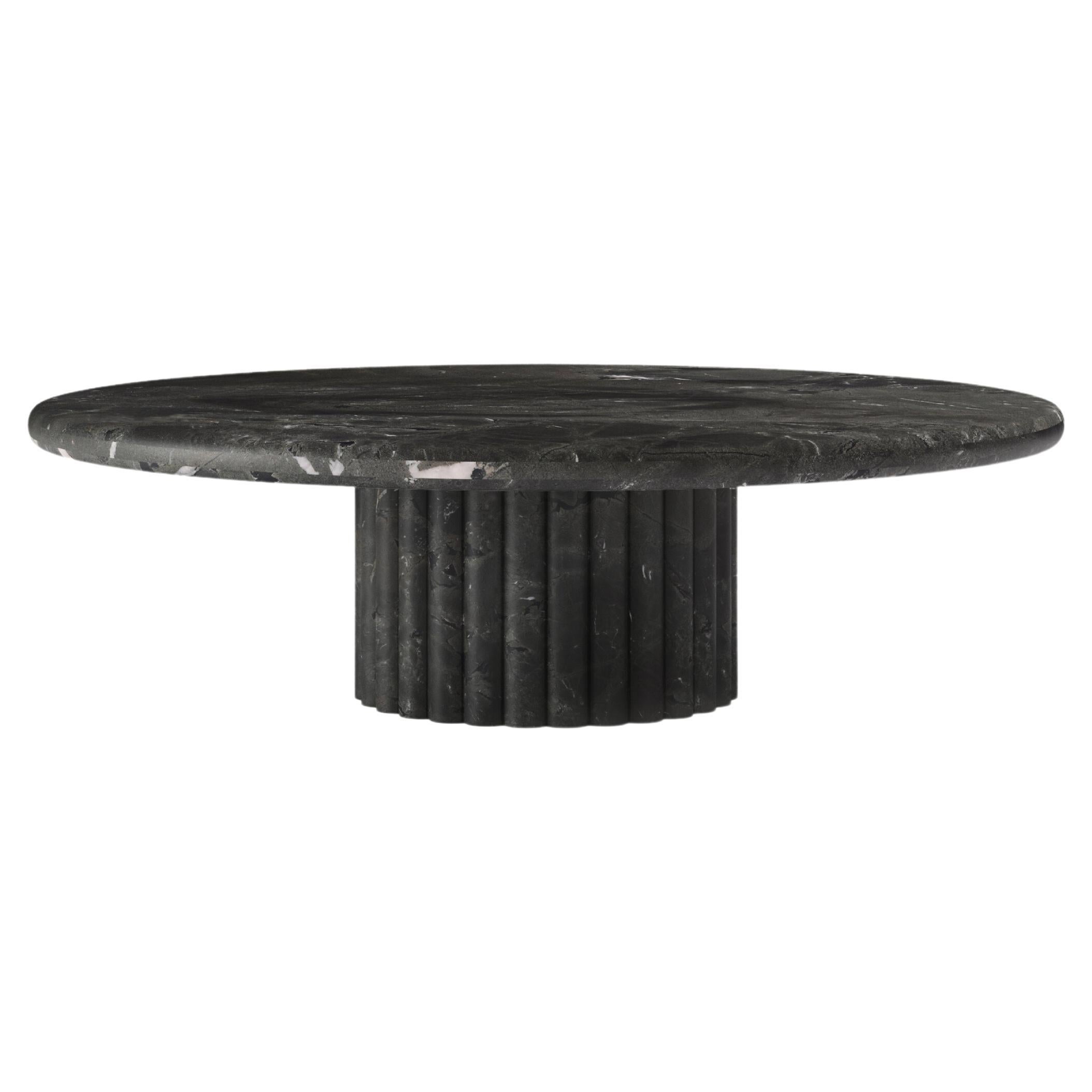 FORM(LA) Fluta Round Coffee Table 60”L x 60”W x 14”H Negresco Quartzite For Sale
