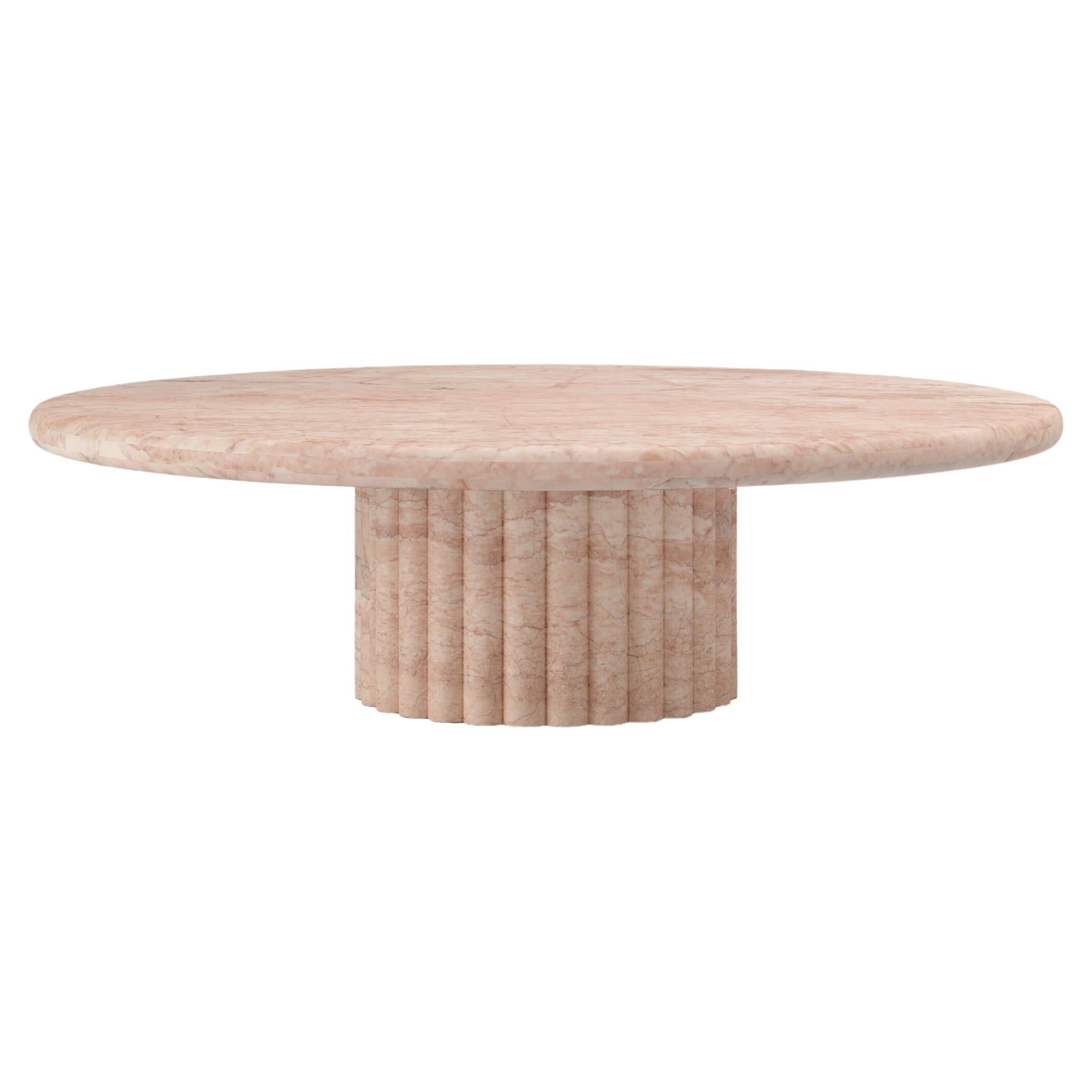 FORM(LA) table basse ronde Fluta 60L x 60W x 14H marbre Rosa Crema