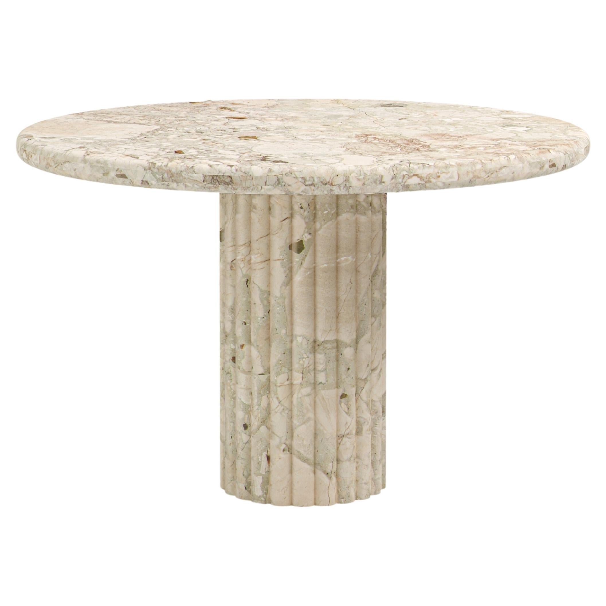 FORM(LA) Fluta Round Dining Table 36”L x 36”W x 30”H Breccia Rosa Marble