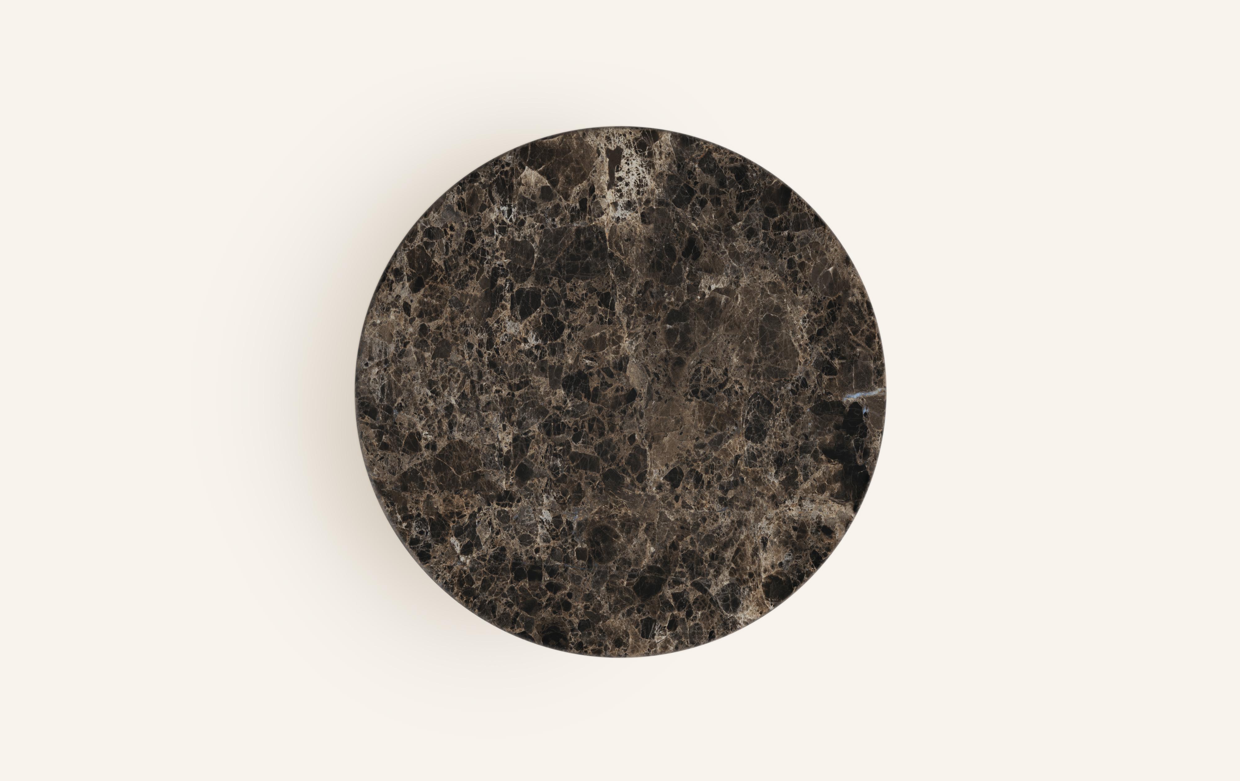 American FORM(LA) Fluta Round Dining Table 36”L x 36”W x 30”H Dark Emperador Marble For Sale
