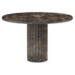 FORM(LA) Fluta Round Dining Table 36”L x 36”W x 30”H Dark Emperador Marble