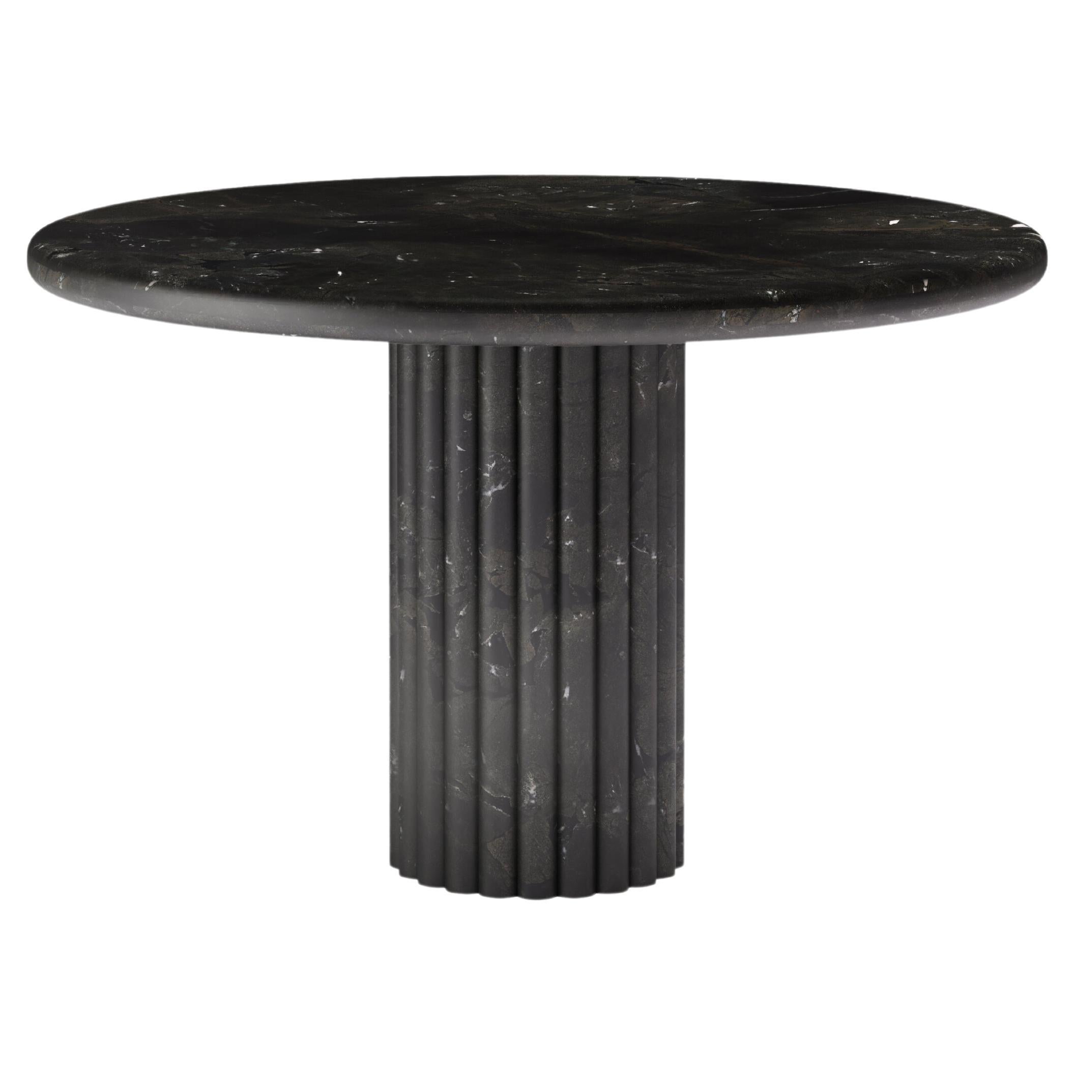 FORM(LA) Fluta Round Dining Table 36”L x 36”W x 30”H Negresco Quartzite For Sale