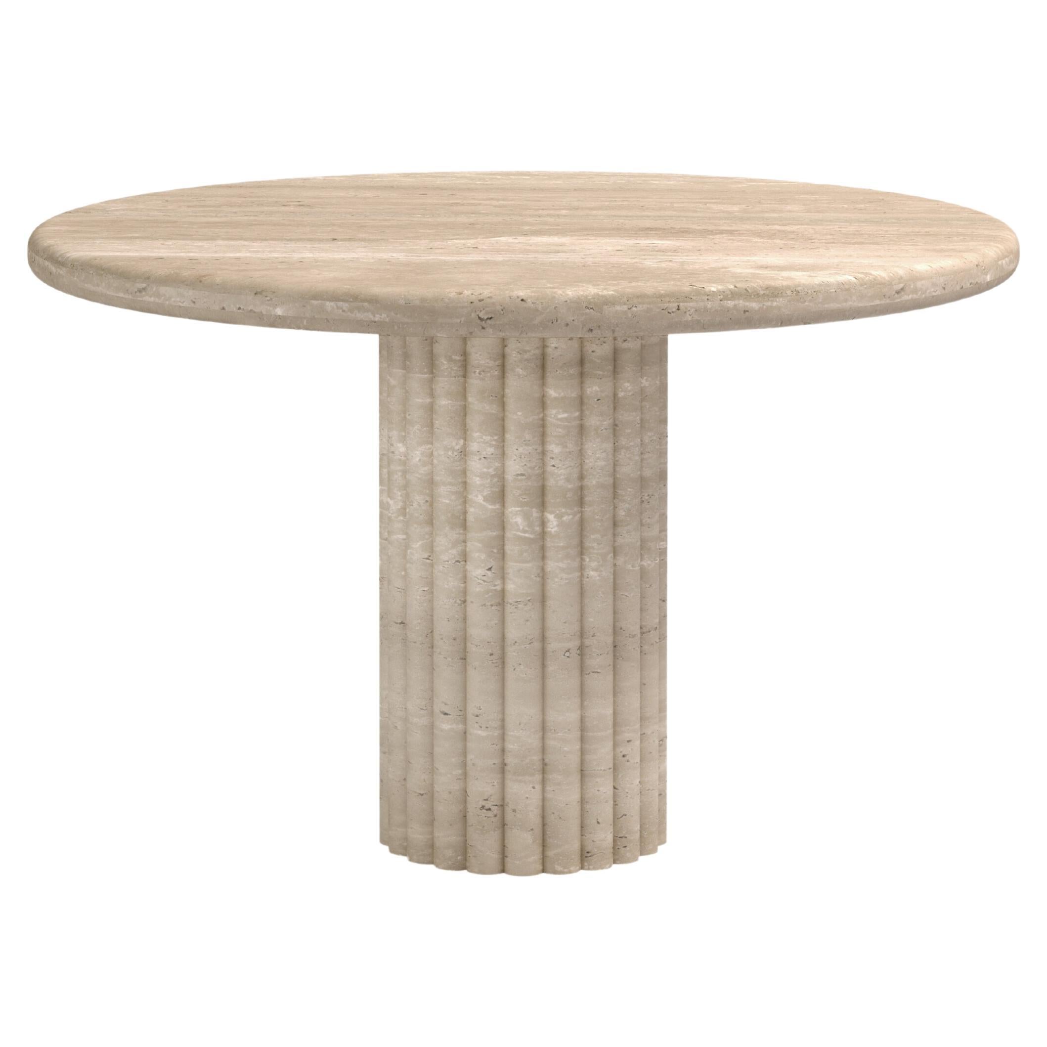 FORM(LA) Fluta Round Dining Table 36”L x 36”W x 30”H Travertino Crema VC