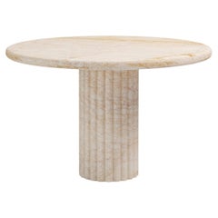 FORM(LA) Fluta Round Dining Table 42”L x 42”W x 30”H Golden Spider Marble