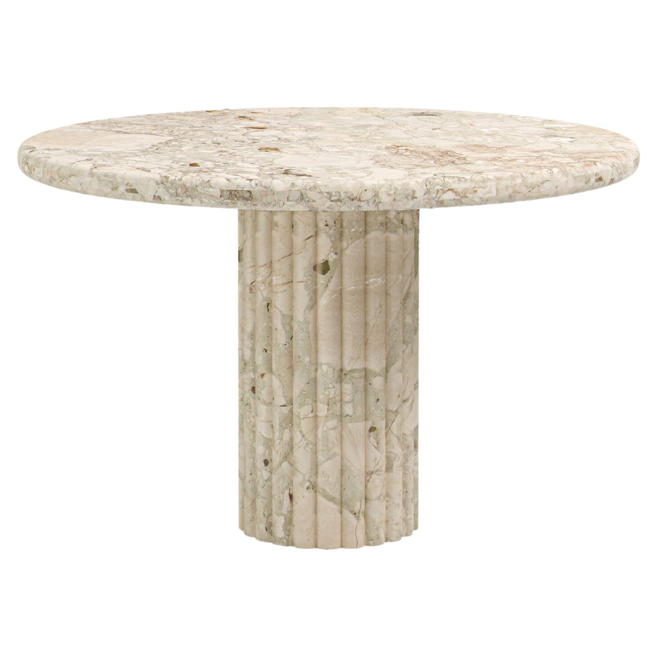 FORM(LA) Mesa de comedor redonda Fluta 48 "L x 48 "A x 30 "H Mármol Breccia Rosa