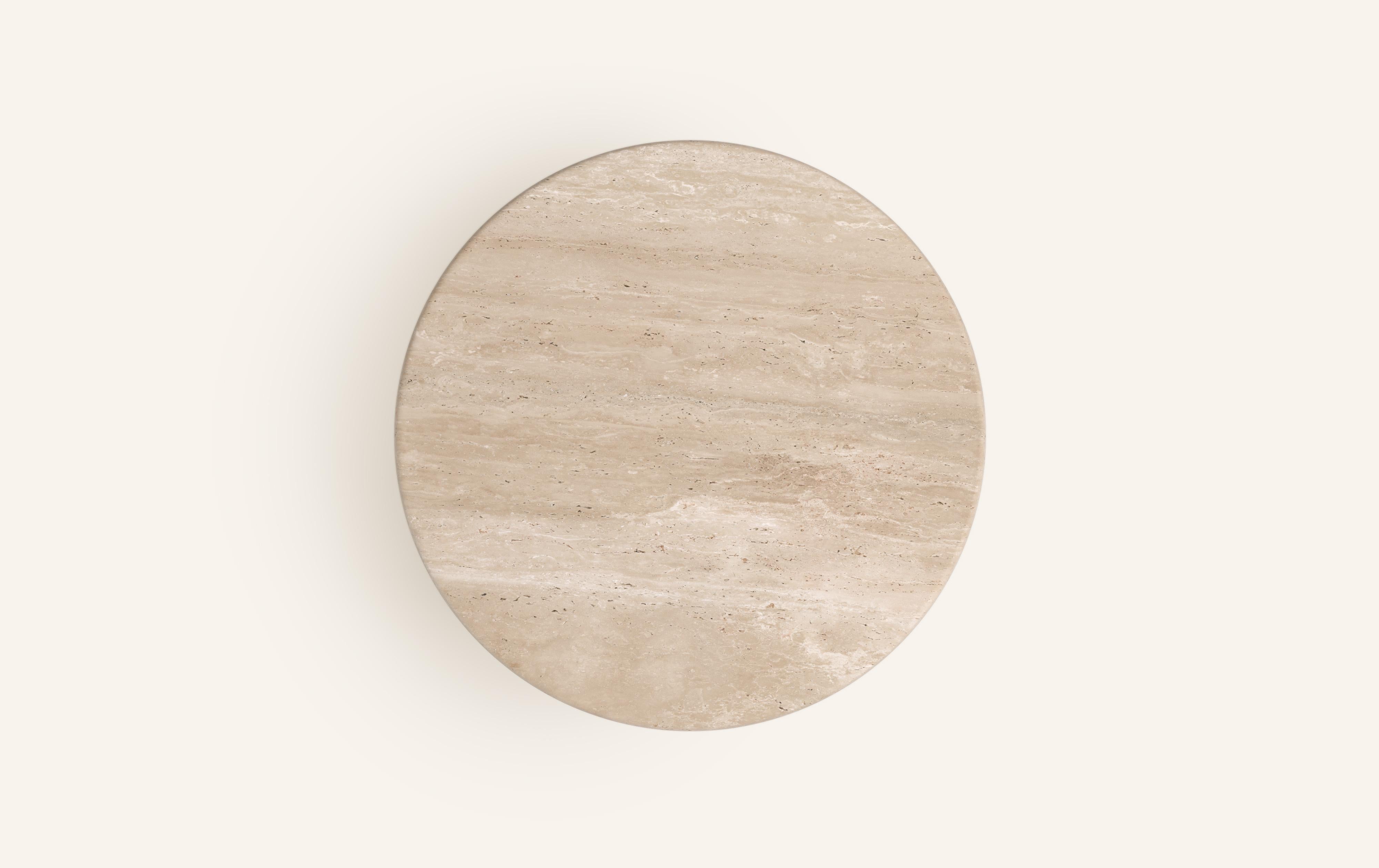 Américain FORM (LA) Table de salle à manger ronde Fluta 48L x 48W x 30H Travertino Crema VC en vente