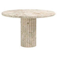 FORM(LA) Fluta Round Dining Table 54”L x 54”W x 30”H Breccia Rosa Marble