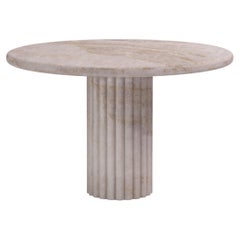 FORM(LA) Fluta Round Dining Table 54”L x 54”W x 30”H Taj Mahal Quartzite
