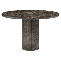 Form(LA) Fluta Tavolo da pranzo rotondo 60 "L x 60 "L x 30 "H Marmo Emperador Scuro