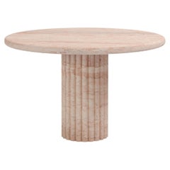 FORM(LA) Fluta Round Dining Table 60”L x 60”W x 30”H Rosa Crema Marble
