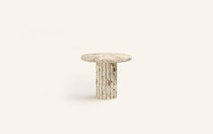 FORM(LA) Fluta Round Side Table 24”L x 24”W x 20”H Breccia Rosa Marble